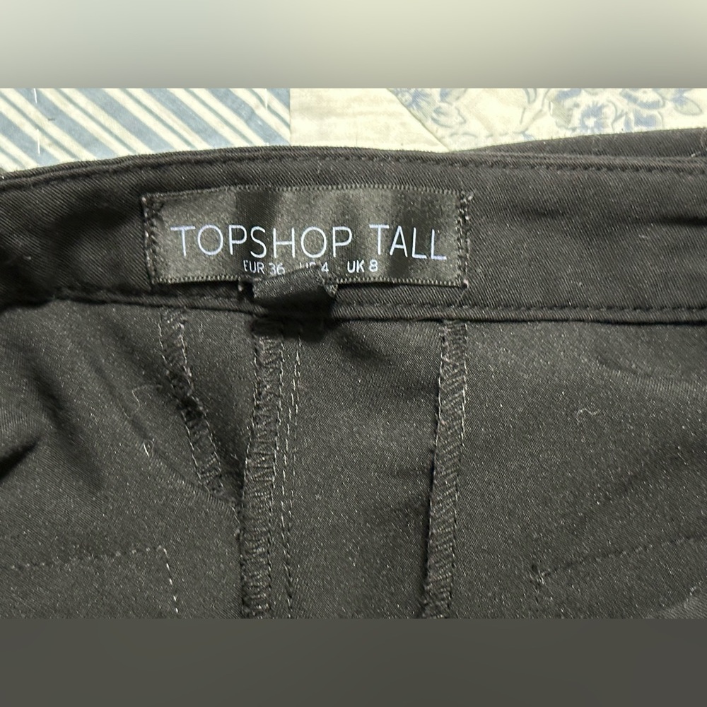 Topshop Tall 4 pants black straight cut long length dress slacks - Picture 2 of 12